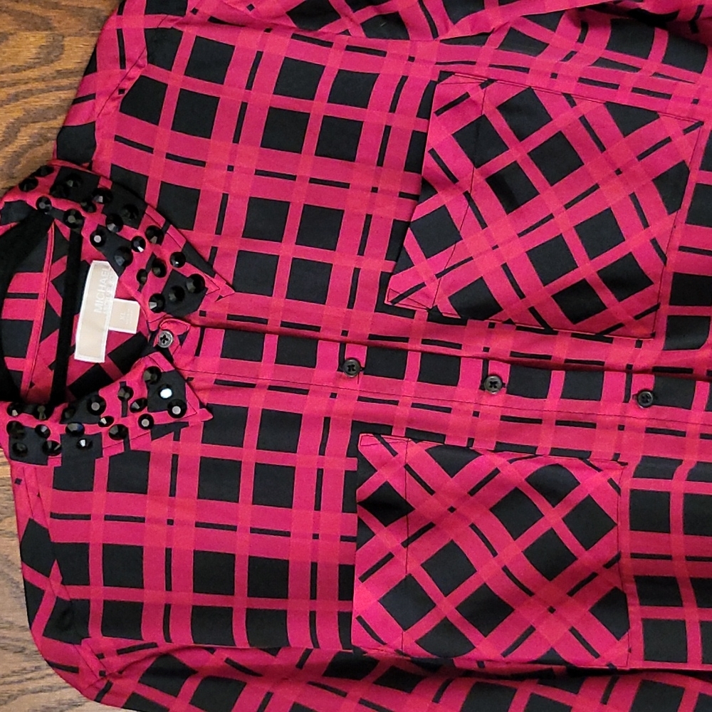 Michael Kors Studded Plaid Shirt